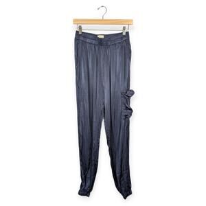 Tina Jo Baker Cargo Joggers S Blue Satin Pull On Lounge Streetwear Trendy